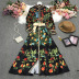 Tea break vestido francés de manga larga con estampado de flores y cinturón NSYXG124271