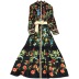 tea break French large swing long sleeve slim flower print dress with belt NSYXG124271