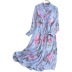 long sleeve ruffle large swing slim flower print dress NSYXG124273