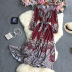 printing Retro court style French waist large swing long sleeve lace-up dress NSYXG124278