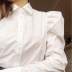 camisa de manga larga abullonada de color liso con solapa delgada NSSQS124284