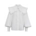 doll collar long-puff sleeve slim solid color shirt NSSQS124287