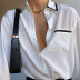 camisa de gasa delgada a juego de color de manga larga con solapa de costura NSSQS124290