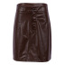 high waist slim A-line solid color pu leather skirt NSSQS124296