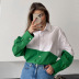 long sleeve loose lapel stitching contrast shirt NSSQS124300