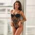sling hollow wrap chest backless solid color see-through one-piece underwear NSQMY124319