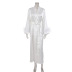 feather stitching long-sleeved ice silk wrap dress NSSQS124362