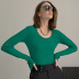 long-sleeved slim round neck solid color knitted T-shirt NSSQS124375
