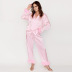 detachable feather ice silk thin lapel long-sleeved pajamas set NSMSY124379