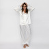 conjunto de pijama de manga larga con solapa fina de seda de hielo de plumas desmontables NSMSY124379