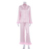 detachable feather ice silk thin lapel long-sleeved pajamas set NSMSY124379