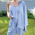 solid color faux silk three-piece pajamas  NSMSY124380