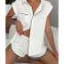 elastic woven short-sleeved top shorts pajamas set NSMSY124381
