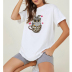 Camiseta holgada de manga corta con estampado de búho NSYAY125666