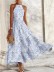 floral mid-waist printed waist long swing dress NSNHYD127734