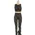 solid color Hollow see-through Round Neck Vest High Waist Tight Pants Two-piece Set NSSD127750