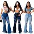 high waist washed torn flared jeans NSSF127763