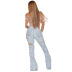 washing hole high waist flared jeans NSSF127764