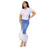 high waist mesh stitching denim sheath skirt NSSF127769