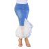 falda tubo de mezclilla con costuras de malla y cintura alta NSSF127769