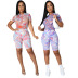 printing slim short sleeve round neck top and shorts two-piece suit NSGCX127799