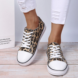 Round Toe Lace-up Casual Leopard Print Flat Shoes NSFH127810