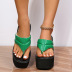 platform Clipped toe wedge heels pu leather flip-flops NSFH127812