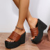 thick sole wedge heel one-word wide belt slippers NSFH127813