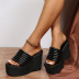 thick sole wedge heel one-word wide belt slippers NSFH127813