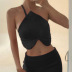 love shape single-sling backless lace-up solid color vest with single sleeve cover NSSSN127822