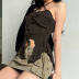 hanging neck backless lace-up slim drawstring solid color vest NSSSN127823