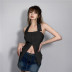 breasted solid color slit slim hanging neck backless vest NSSSN127827