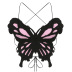 chaleco de mezclilla de color de contraste con forma de mariposa de honda cruzada sin espalda NSSSN127835