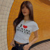 heart letter print short-sleeved slim T-shirt NSSSN127843
