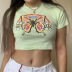 butterfly rainbow print short round neck slim short sleeve T-shirt NSSSN127844