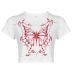 butterfly print contrast color round neck short-sleeved T-shirt NSSSN127864