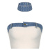tube top slim short contrast color denim vest with neck cover NSSSN127875