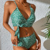 polka dot print lace up high waist split bikini NSFPP127880