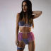 contrast color stitching see-through embroidery four-piece underwear set NSWY127883