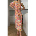 single-shoulder long sleeve loose small floral dress NSOYL127895