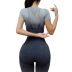 Conjunto de yoga con gradiente de manga corta y cuello redondo ajustado de alta elasticidad para levantamiento de cadera NSYWH127903