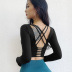 high-elastic long sleeve backless hollow solid color yoga top NSYWH127905
