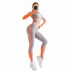 conjunto de yoga a juego de color de cintura alta de manga larga con cuello redondo de alta elasticidad para levantamiento de cadera NSYWH127913
