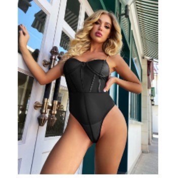 Sexy Slim Chain Suspenders Mesh Stitching Solid Color Jumpsuit Women NSLMM127676