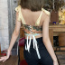 painting printing lace up suspender camisole NSHMS127956
