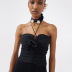 solid color tube top pleated halter neck camisole NSHMS127985