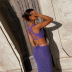 solid color hollow knit slim vest low waist skirt set NSHMS127988