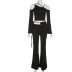 solid color long-sleeved strap top low-waisted straight bootcut pants suit NSHMS127990