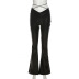 high waist straight wide leg straps slim PU leather pants NSHMS127993