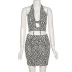 halter neck deep V-neck strapless slim vest high waist sheath skirt set NSHMS128001